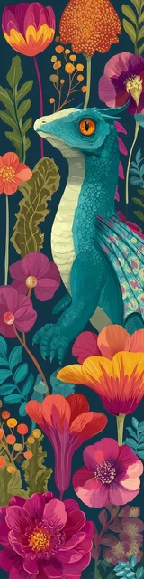 Free printable dragon bookmark featuring tall plants with a hidden dragon